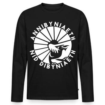 Annibyniaeth Nid Dibyniaeth - Männer Premium Bio Langarmshirt - Schwarz - Vorne - Nico (187cm)