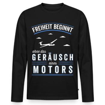 Freiheit beginnt ohne Motor Segelflieger - Männer Premium Bio Langarmshirt - Schwarz - Vorne - Nico (187cm)