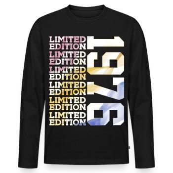 LIMITED EDITION 1976 - 50 JAHRE - 50. GEBURTSTAG - Männer Premium Bio Langarmshirt - Schwarz - Vorne - Nico (187cm)