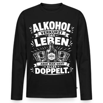 Alkohol verkürzt das Leben - Männer Premium Bio Langarmshirt - Schwarz - Vorne - Nico (187cm)