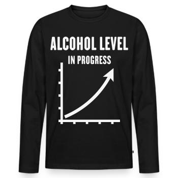 Alcohol Level In Progress (Drinking Team / White) - Männer Premium Bio Langarmshirt - Schwarz - Vorne - Nico (187cm)