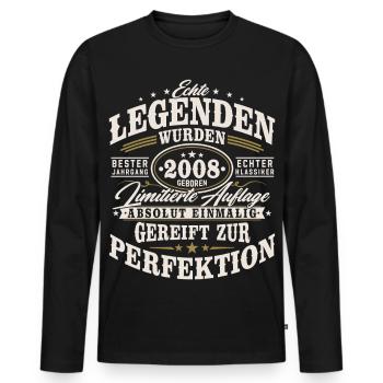 2008 Jahrgang Vintage Geburtstag Geschenk Retro - Männer Premium Bio Langarmshirt - Schwarz - Vorne - Nico (187cm)