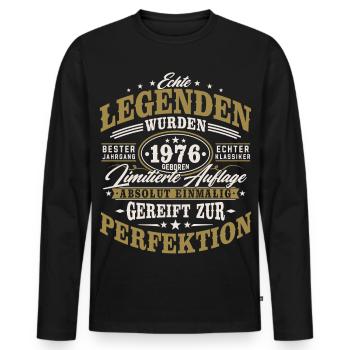 1976 Jahrgang geboren Geburtstag Vintage Geschenk - Männer Premium Bio Langarmshirt - Schwarz - Vorne - Nico (187cm)