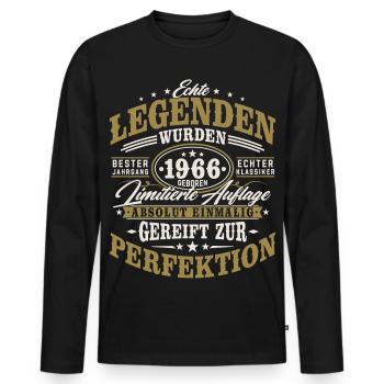 1966 Jahrgang geboren Geburtstag Vintage Geschenk - Männer Premium Bio Langarmshirt - Schwarz - Vorne - Nico (187cm)