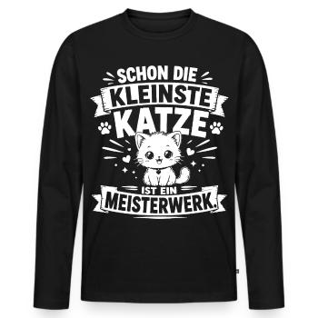 Schon die kleinste Katze ist ein Meisterwerk - Männer Premium Bio Langarmshirt - Schwarz - Vorne - Nico (187cm)