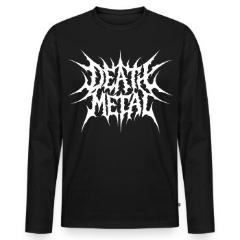 Death Metal gezackter Schriftzug  - Männer Premium Bio Langarmshirt - Schwarz - Vorne - Nico (187cm)