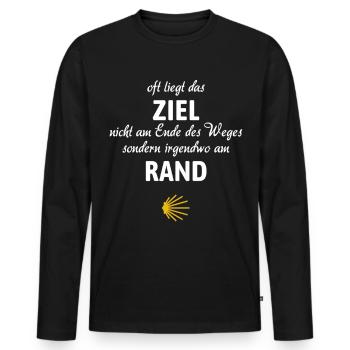 Camino Spruch | Jakobsweg, Pilger, Santiago - Männer Premium Bio Langarmshirt - Schwarz - Vorne - Nico (187cm)