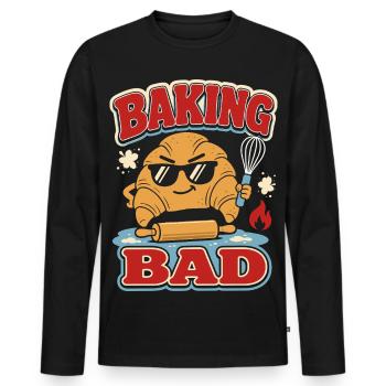 Baking Bad Croissant - Männer Premium Bio Langarmshirt - Schwarz - Vorne - Nico (187cm)