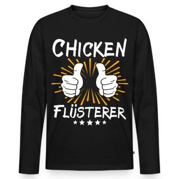 Chicken Spruch - Männer Premium Bio Langarmshirt - Schwarz - Vorne - Nico (187cm)