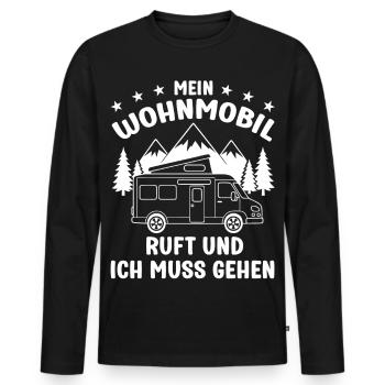 Mein Wohnmobil ruft und ich muss gehen Camping - Männer Premium Bio Langarmshirt - Schwarz - Vorne - Nico (187cm)