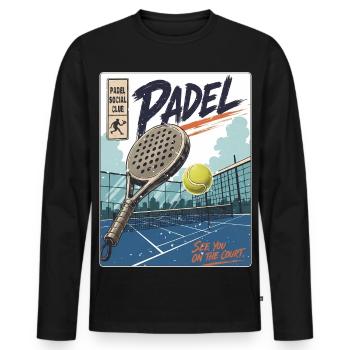 Padel Spieler & Court - Männer Premium Bio Langarmshirt - Schwarz - Vorne - Nico (187cm)