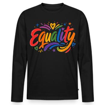 Equality Regenbogen T-Shirt CSD Pride - Männer Premium Bio Langarmshirt - Schwarz - Vorne - Nico (187cm)