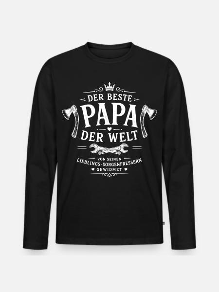 Der beste Papa der Welt - Männer Premium Bio Langarmshirt - Schwarz