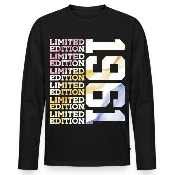 ÉDITION LIMITÉE 1961 - 65 ANS - 65E ANNIVERSAIRE - T-shirt manches longues Premium bio Homme - noir - Devant - Nico (187cm)