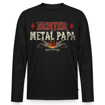 Echter Metal Papa Heavy Metal Geschenk - Männer Premium Bio Langarmshirt - Schwarz - Vorne - Nico (187cm)