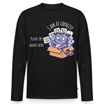 Auf Kapazität – Sensorische Überlastung Katze - Männer Premium Bio Langarmshirt - Schwarz - Vorne - Nico (187cm)
