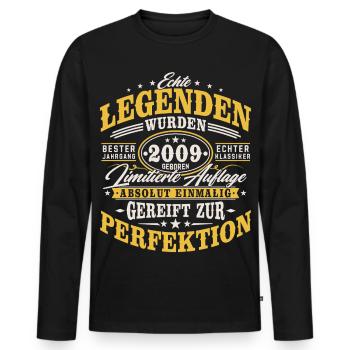 2009 Jahrgang Vintage Geburtstag Geschenk Retro - Männer Premium Bio Langarmshirt - Schwarz - Vorne - Nico (187cm)
