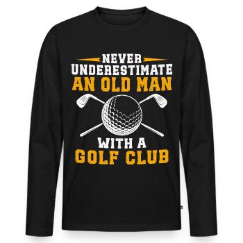 Ne jamais sous-estimer un vieil homme avec un club de golf - T-shirt manches longues Premium bio Homme - noir - Devant - Nico (187cm)