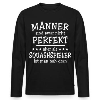 Squashspieler Männer - Männer Premium Bio Langarmshirt - Schwarz - Vorne - Nico (187cm)