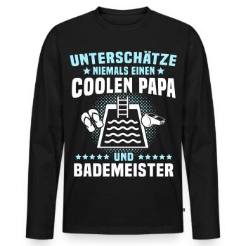Bademeister Papa Schwimmmeister - Männer Premium Bio Langarmshirt - Schwarz - Vorne - Nico (187cm)