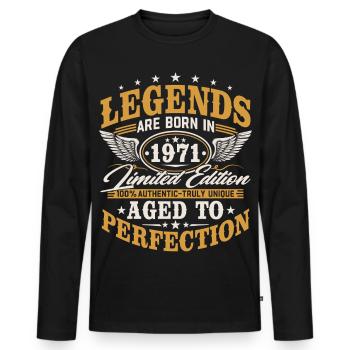 Cadeau vintage d’anniversaire Born 1971 - T-shirt manches longues Premium bio Homme - noir - Devant - Nico (187cm)