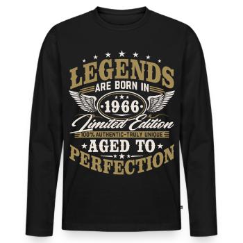 1966 Jahrgang geboren Geburtstag Vintage Geschenk - Männer Premium Bio Langarmshirt - Schwarz - Vorne - Nico (187cm)