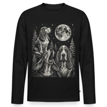 Race de chien Basset Hound drôle Moon - T-shirt manches longues Premium bio Homme - noir - Devant - Nico (187cm)