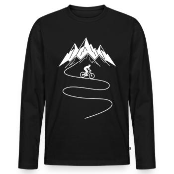 Mountainbike Berge MTB Fahrrad - Männer Premium Bio Langarmshirt - Schwarz - Vorne - Nico (187cm)