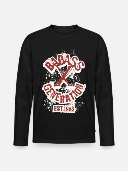 Badass Generation X 1968 - Männer Premium Bio Langarmshirt - Schwarz