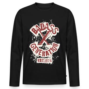 Badass Generation X 1974 - T-shirt manches longues Premium bio Homme - noir - Devant - Nico (187cm)