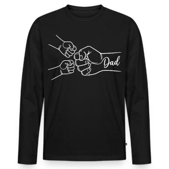 Dad hoch 2 zweifacher Vater werdender Papa 2. Kind - Männer Premium Bio Langarmshirt - Schwarz - Vorne - Nico (187cm)