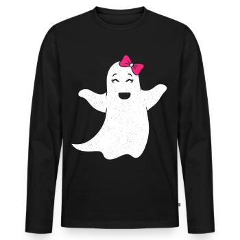 Geist Mädchen mit pinker Schleife - Männer Premium Bio Langarmshirt - Schwarz - Vorne - Nico (187cm)