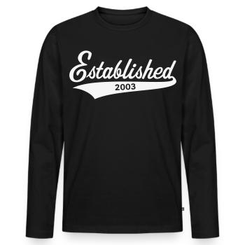Established 2003 (year of birth, birthday / White) - Men's Premium Organic Long Sleeve Shirt - black - Front - Nico (187cm)