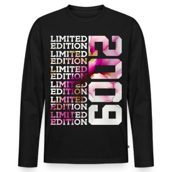 LIMITED EDITION 2009 - 17 JAHRE - 17. GEBURTSTAG - Männer Premium Bio Langarmshirt - Schwarz - Vorne - Nico (187cm)
