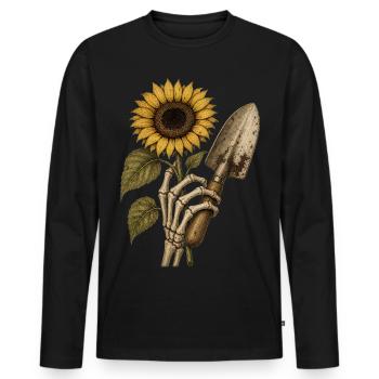 Sweat à capuche squelette de tournesol vintage Halloween - T-shirt manches longues Premium bio Homme - noir - Devant - Nico (187cm)