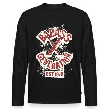 Badass Generation X 1978 - T-shirt manches longues Premium bio Homme - noir - Devant - Nico (187cm)