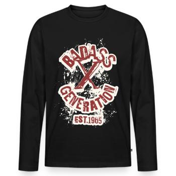 Badass Generation X 1965 - T-shirt manches longues Premium bio Homme - noir - Devant - Nico (187cm)