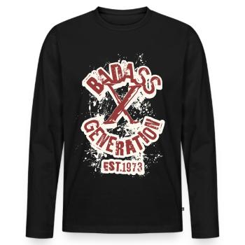 Badass Generation X 1973 - T-shirt manches longues Premium bio Homme - noir - Devant - Nico (187cm)