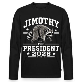 Jimothy en tant que président 2028 - T-shirt manches longues Premium bio Homme - noir - Devant - Nico (187cm)