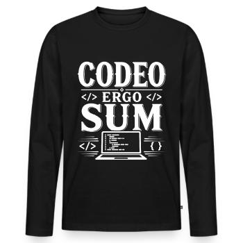 I Program, Therefore I Am | Latin Saying - Men's Premium Organic Long Sleeve Shirt - black - Front - Nico (187cm)