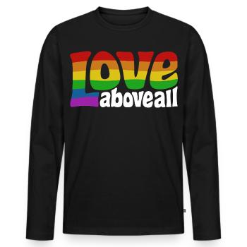 L’amour par-dessus tout | Design de la fierté arc-en-ciel - T-shirt manches longues Premium bio Homme - noir - Devant - Nico (187cm)