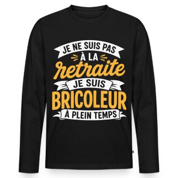 Bricolage Cadeau humour personnalisé - T-shirt manches longues Premium bio Homme - noir - Devant - Nico (187cm)