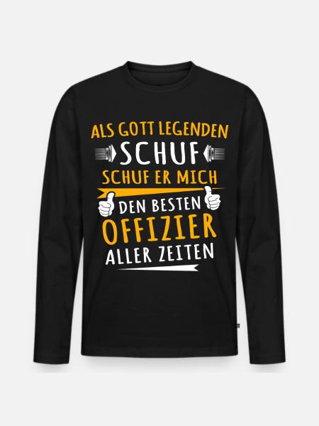 Offizier - Männer Premium Bio Langarmshirt - Schwarz