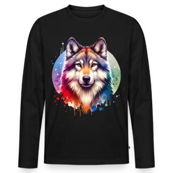Motif du chien-loup - T-shirt manches longues Premium bio Homme - noir - Devant - Nico (187cm)