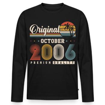 Original 2006 – 20e anniversaire Vintage Rétro - T-shirt manches longues Premium bio Homme - noir - Devant - Nico (187cm)