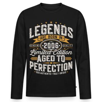 Cadeau rétro vintage vintage d’anniversaire 2006 - T-shirt manches longues Premium bio Homme - noir - Devant - Nico (187cm)