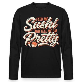 Füttere mich Sushi Pretty - Männer Premium Bio Langarmshirt - Schwarz - Vorne - Nico (187cm)
