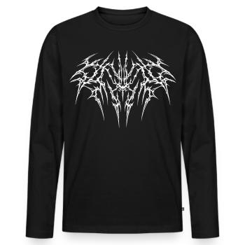 Abtraktes Goth Neo Tribal Design  - Männer Premium Bio Langarmshirt - Schwarz - Vorne - Nico (187cm)