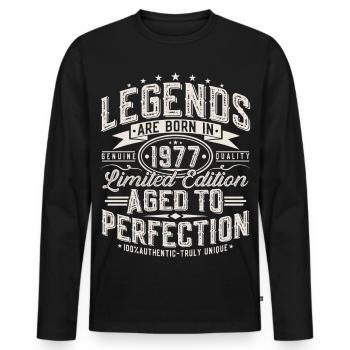 Cadeau d’anniversaire vintage vintage rétro 1977 - T-shirt manches longues Premium bio Homme - noir - Devant - Nico (187cm)