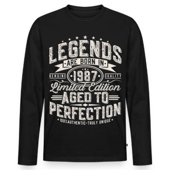 1987 Vintage Vintage Cadeau d’anniversaire Rétro - T-shirt manches longues Premium bio Homme - noir - Devant - Nico (187cm)